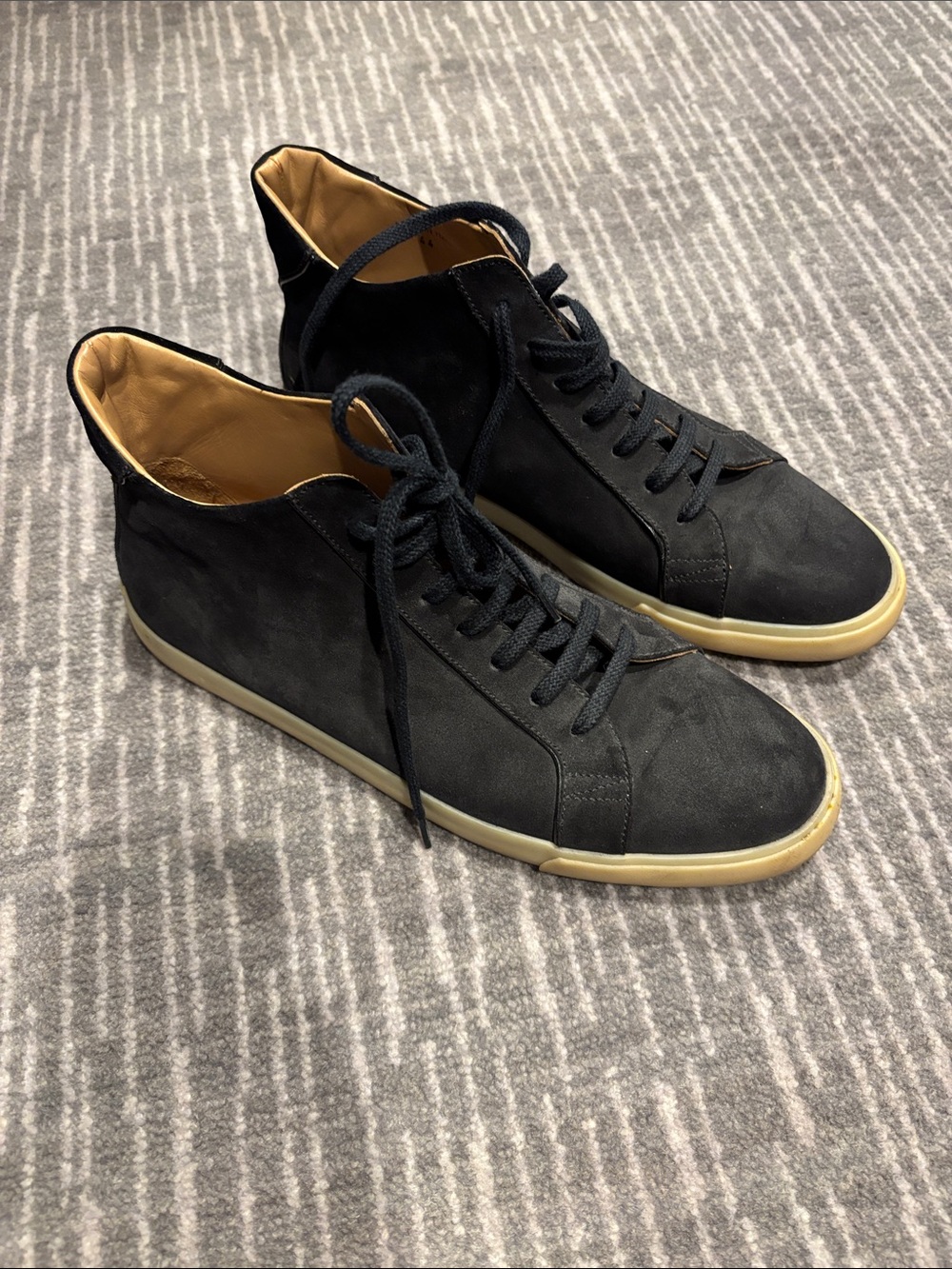 Loro Piana Freetime Walk Black High-Top Sneakers with Tan Sole